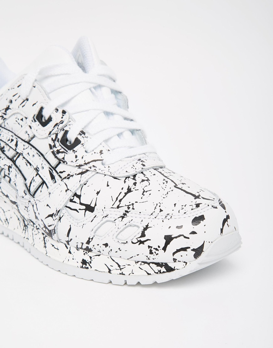 Asics Leather Gel Lyte Iii White Paint Splash Trainers in Black | Lyst