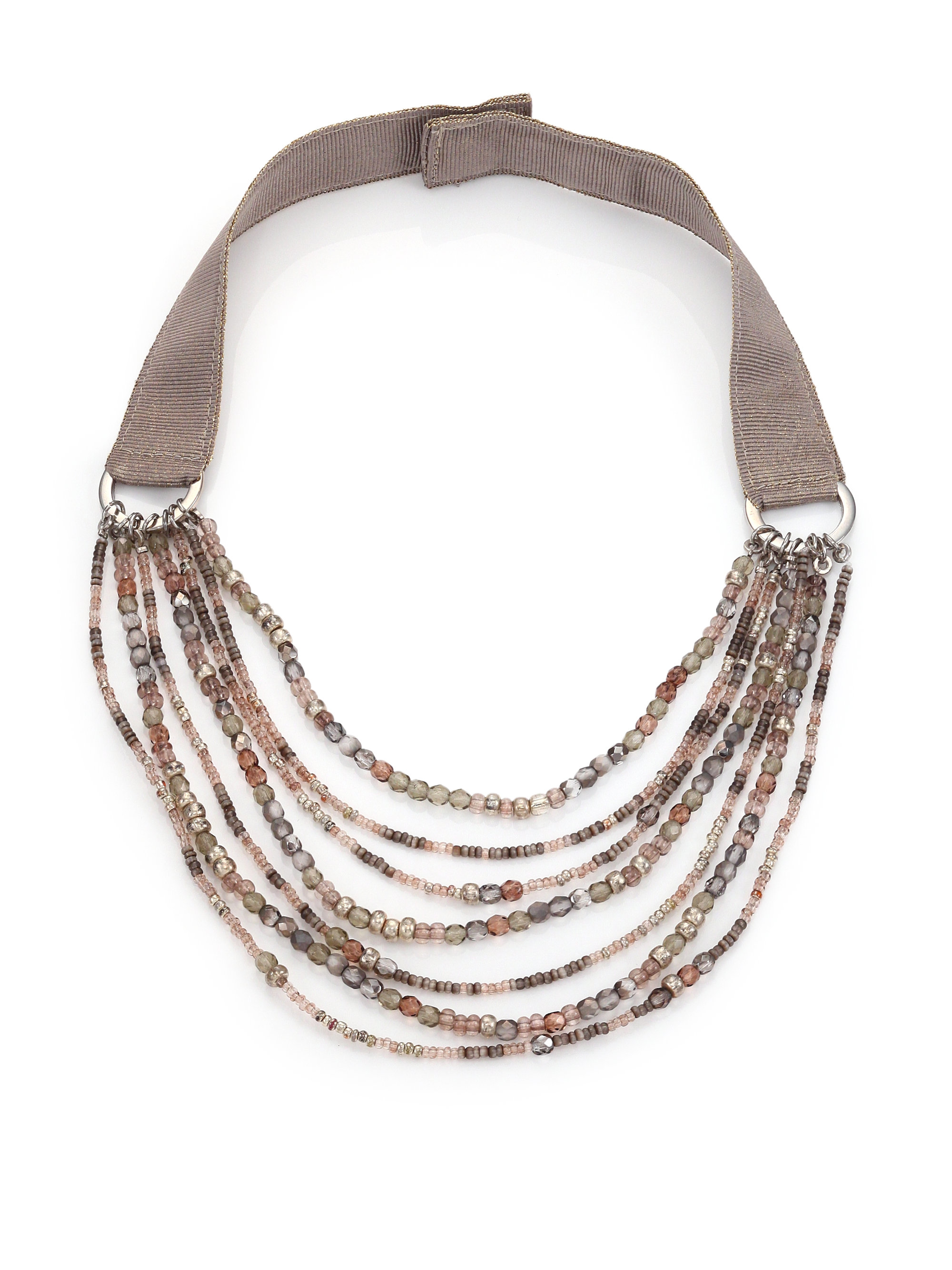 Peserico Mutlistrand Beadaed Necklace in Beige (Natural) - Lyst