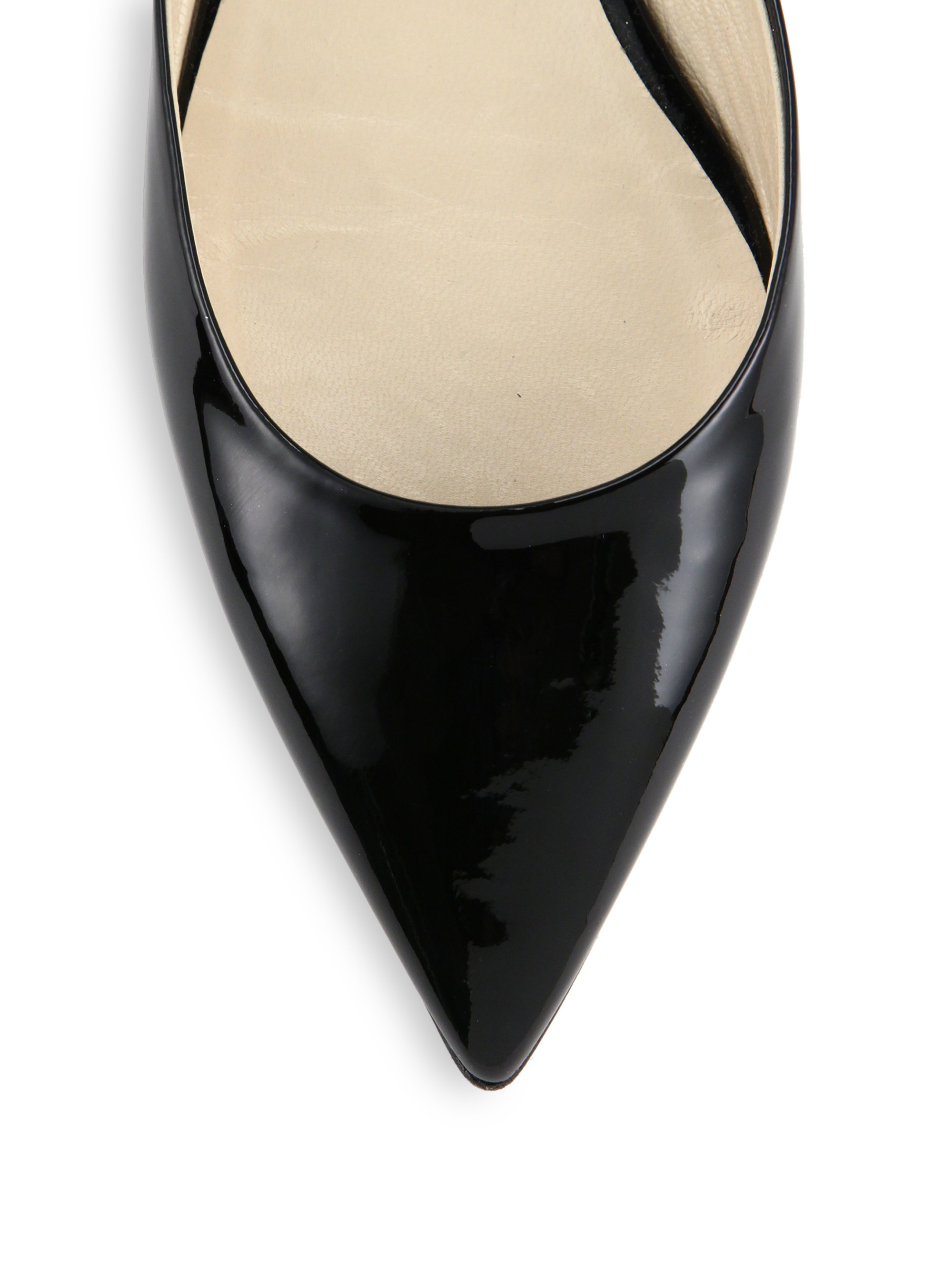 Jimmy Choo Genoa Patent-Leather Slingback Flats in Black | Lyst