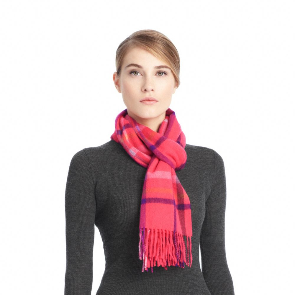 Lyst - Coach Cashmere Tattersall Scarf in Pink