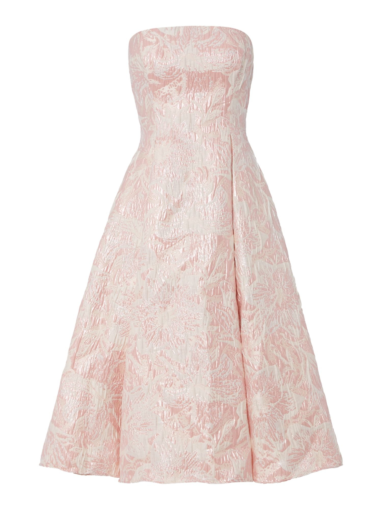 papell strapless floral jacquard midi dress in pink lyst papell strapless floral jacquard midi dress in pink lyst