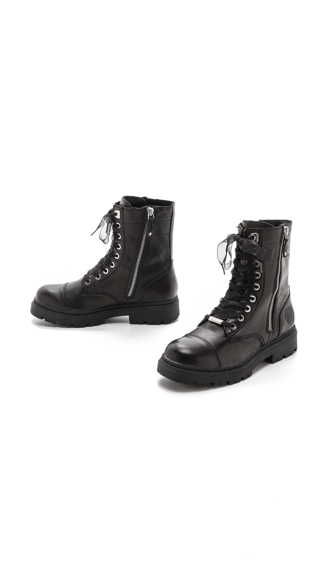 DKNY Roux Combat Boots - Black | Lyst