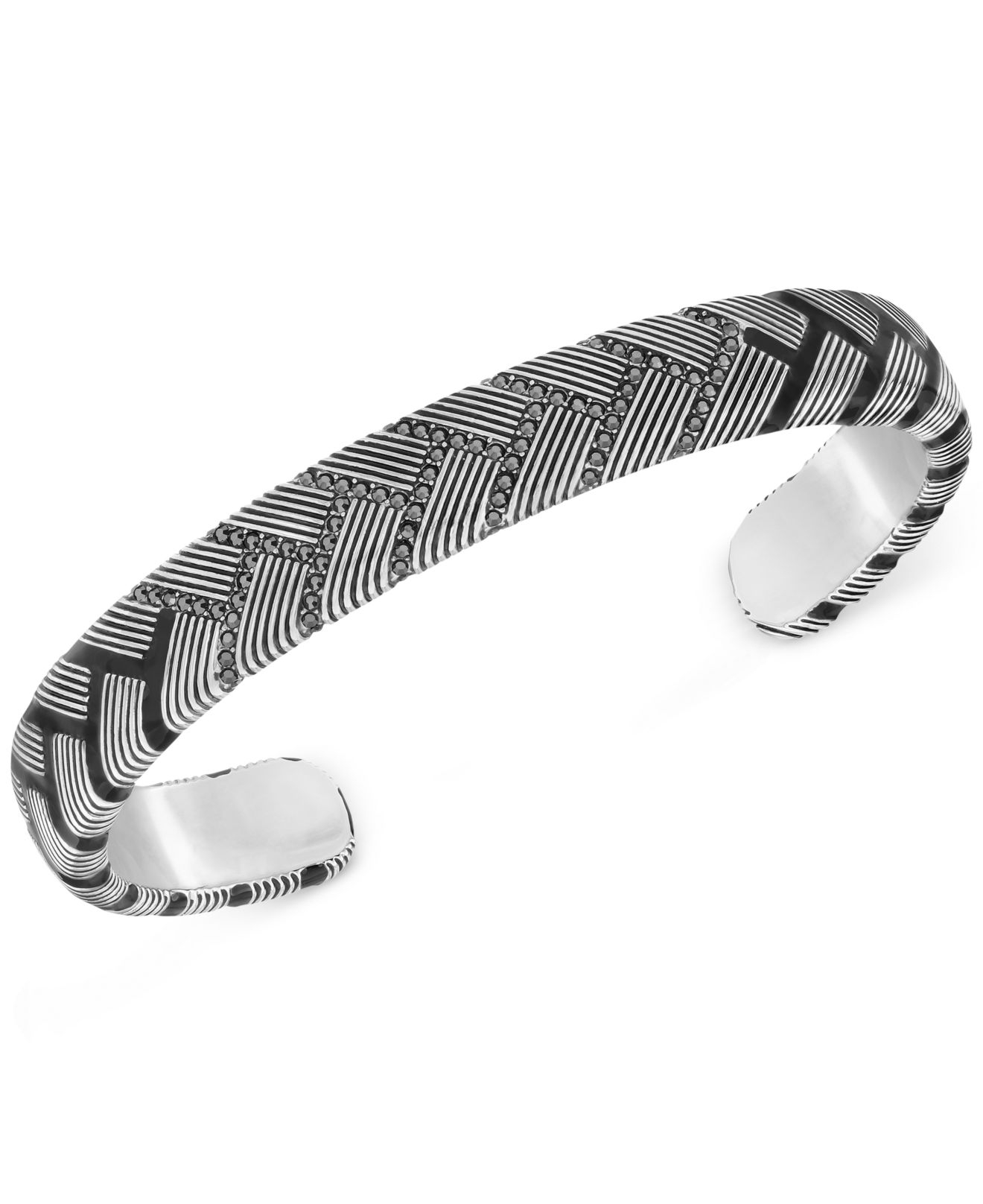 Swarovski Men'S Caesar Rhodium-Plated Black Crystal Cuff Bracelet for Men |  Lyst