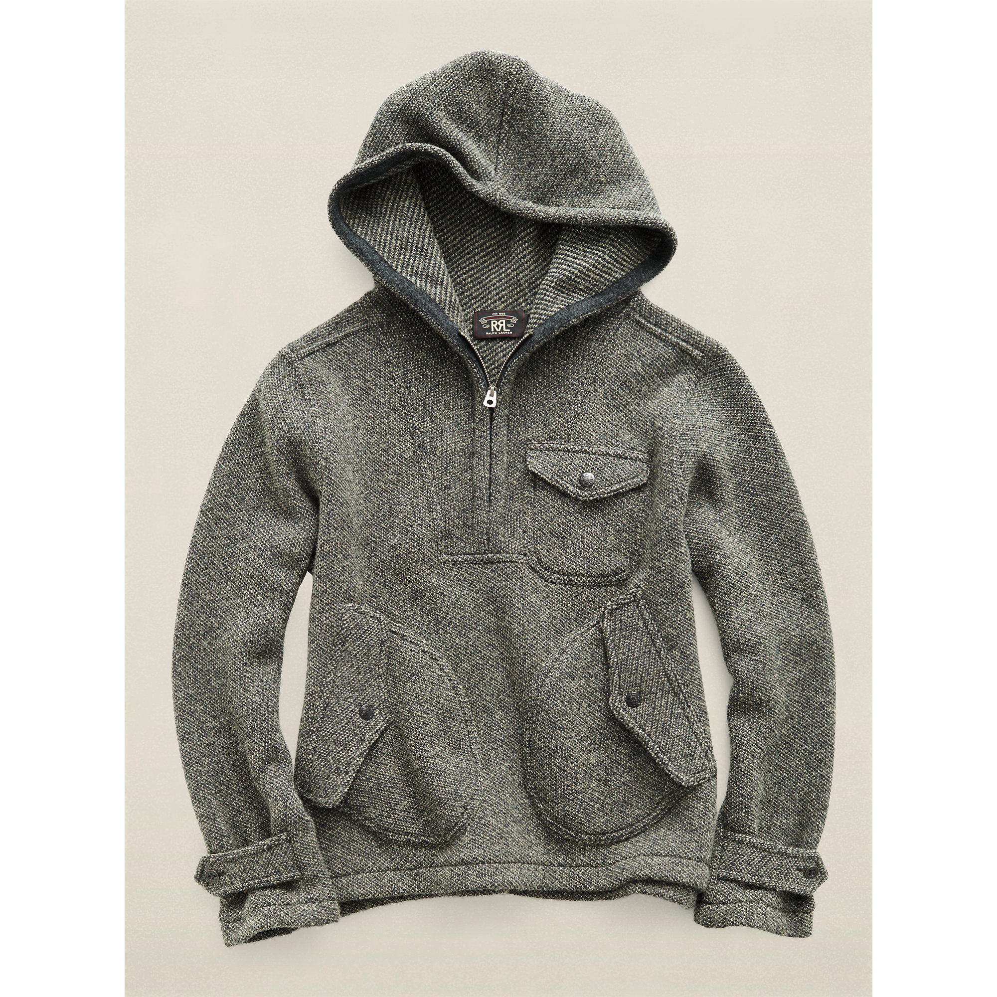 RRL Wool HalfZip Hoodie in Gray for Men Lyst