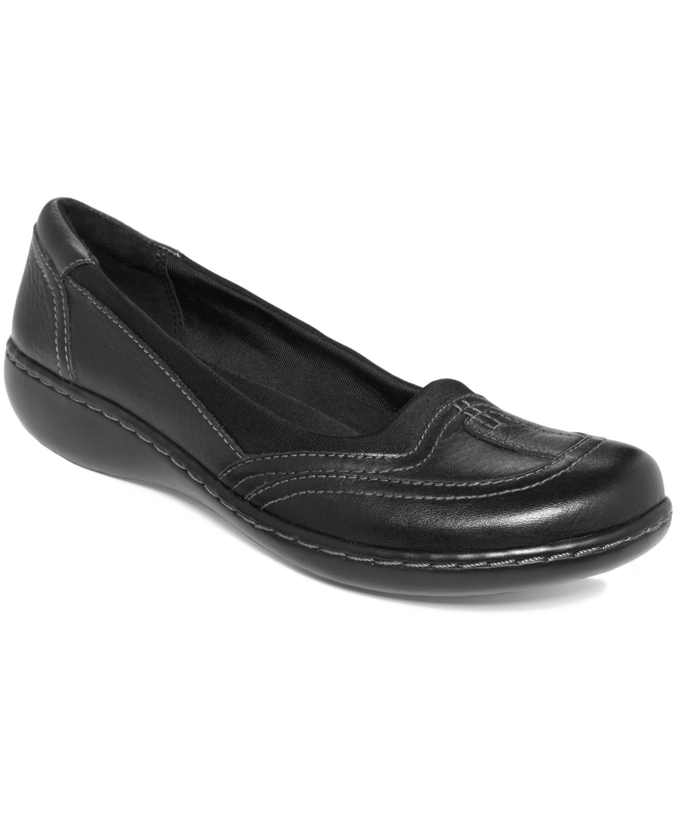 clarks flat black womens shoes