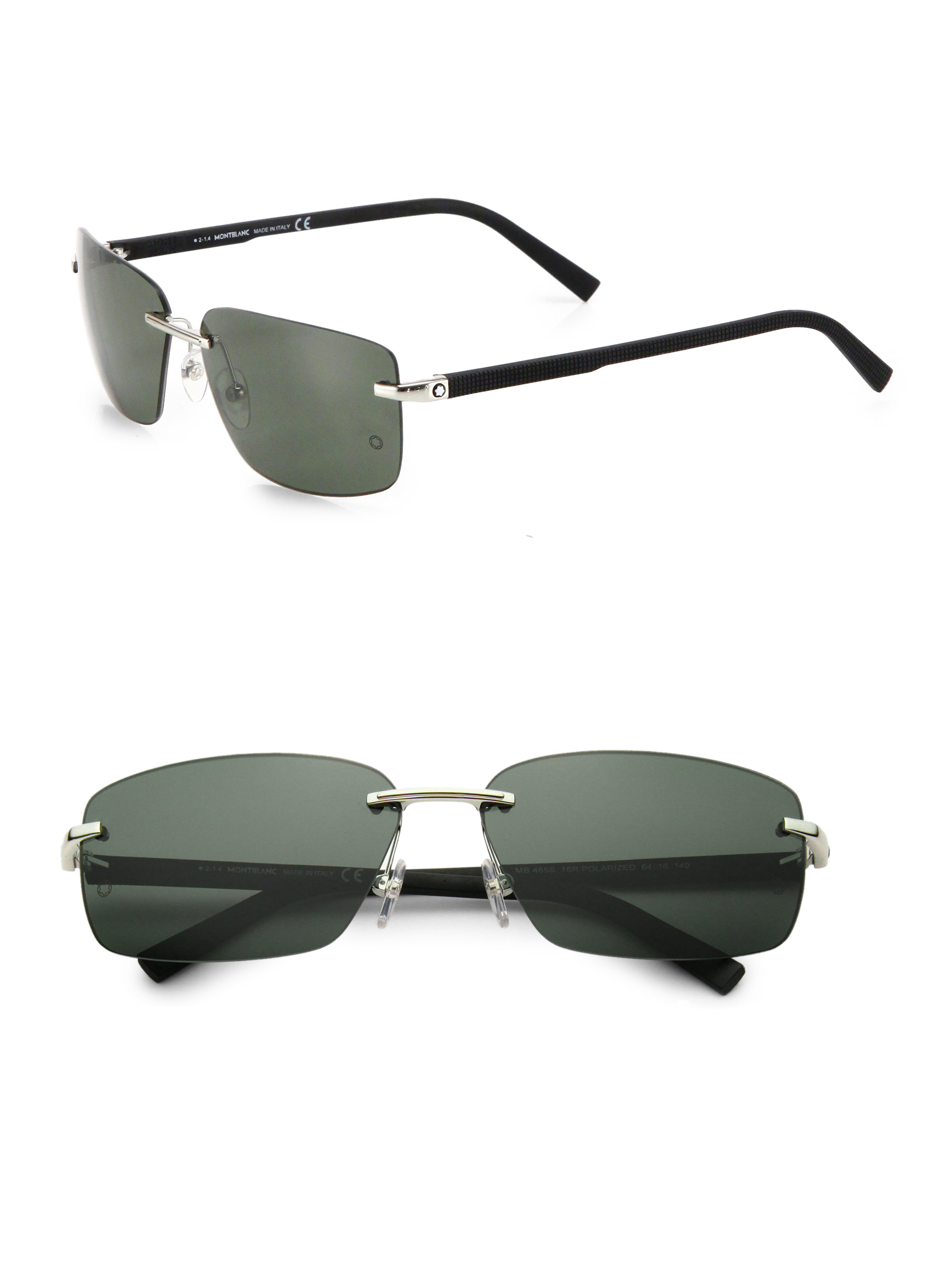 Montblanc 64mm Rimless Rectangle Sunglasses in Gray for Men | Lyst