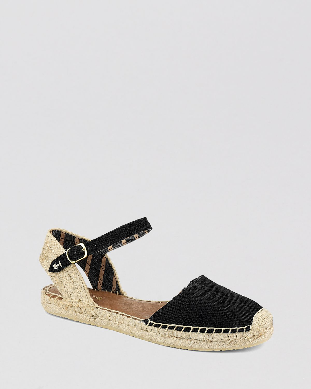 black espadrille flat sandals