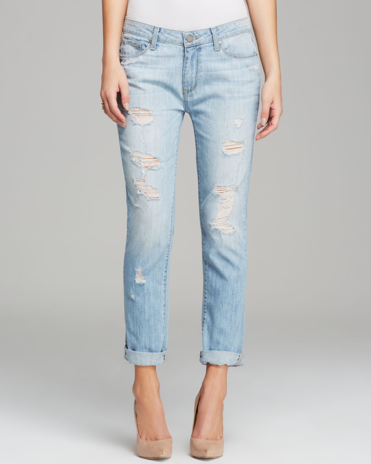 PAIGE Jeans Jimmy Jimmy Skinny Naomi Destructed in Blue | Lyst