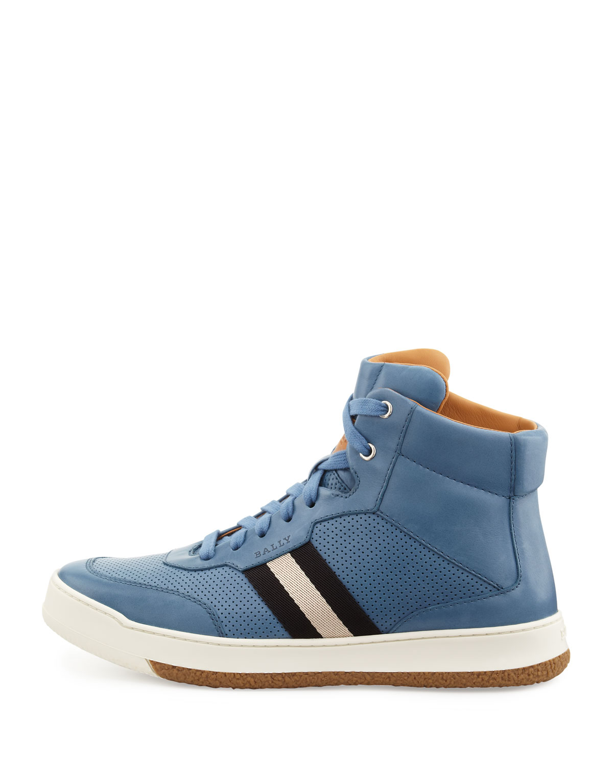 Bally Leather Web-Detail High-Top Sneaker in Blue for Men - Lyst