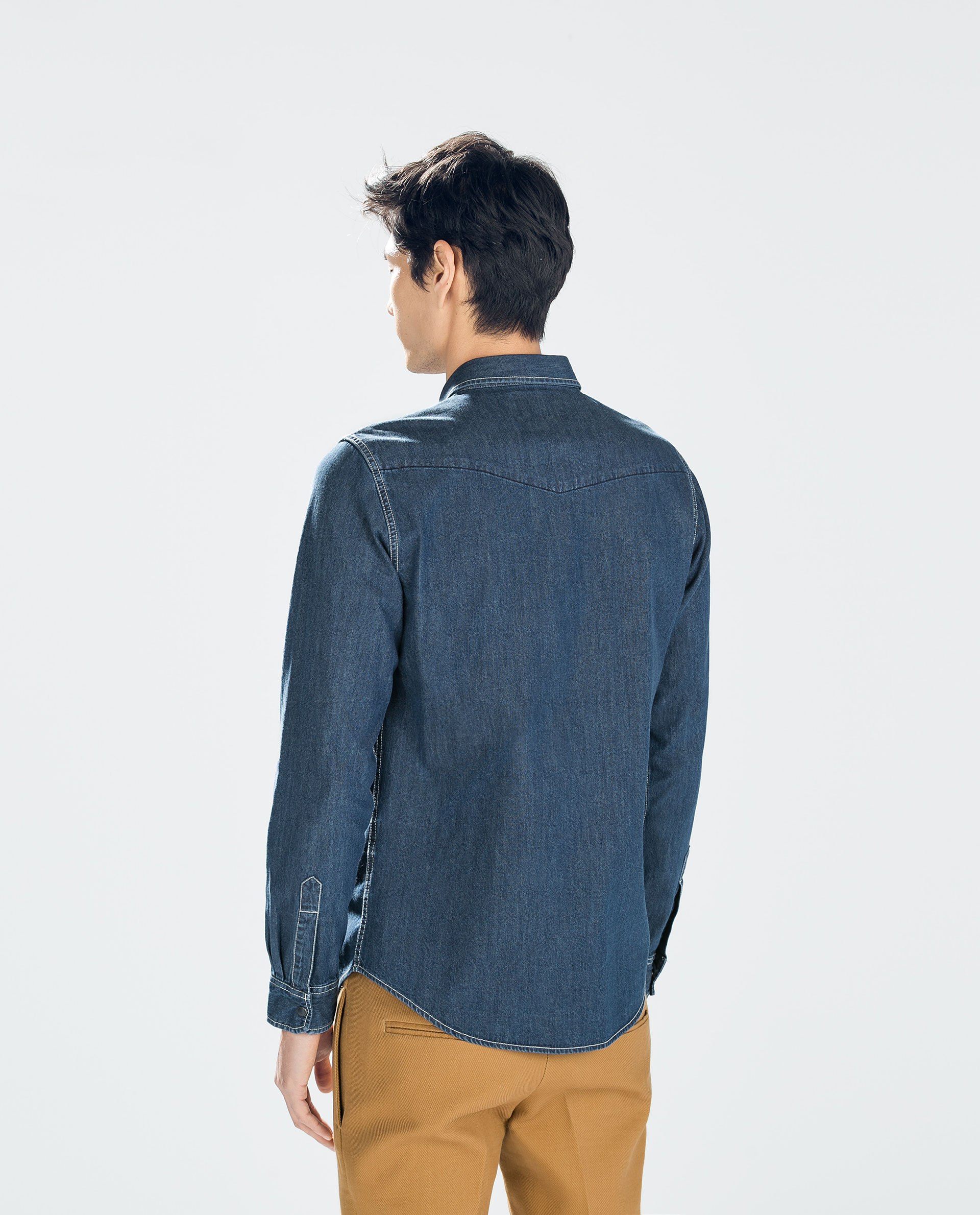 Zara Basic Denim Shirt in Blue for Men (Dark blue) Lyst