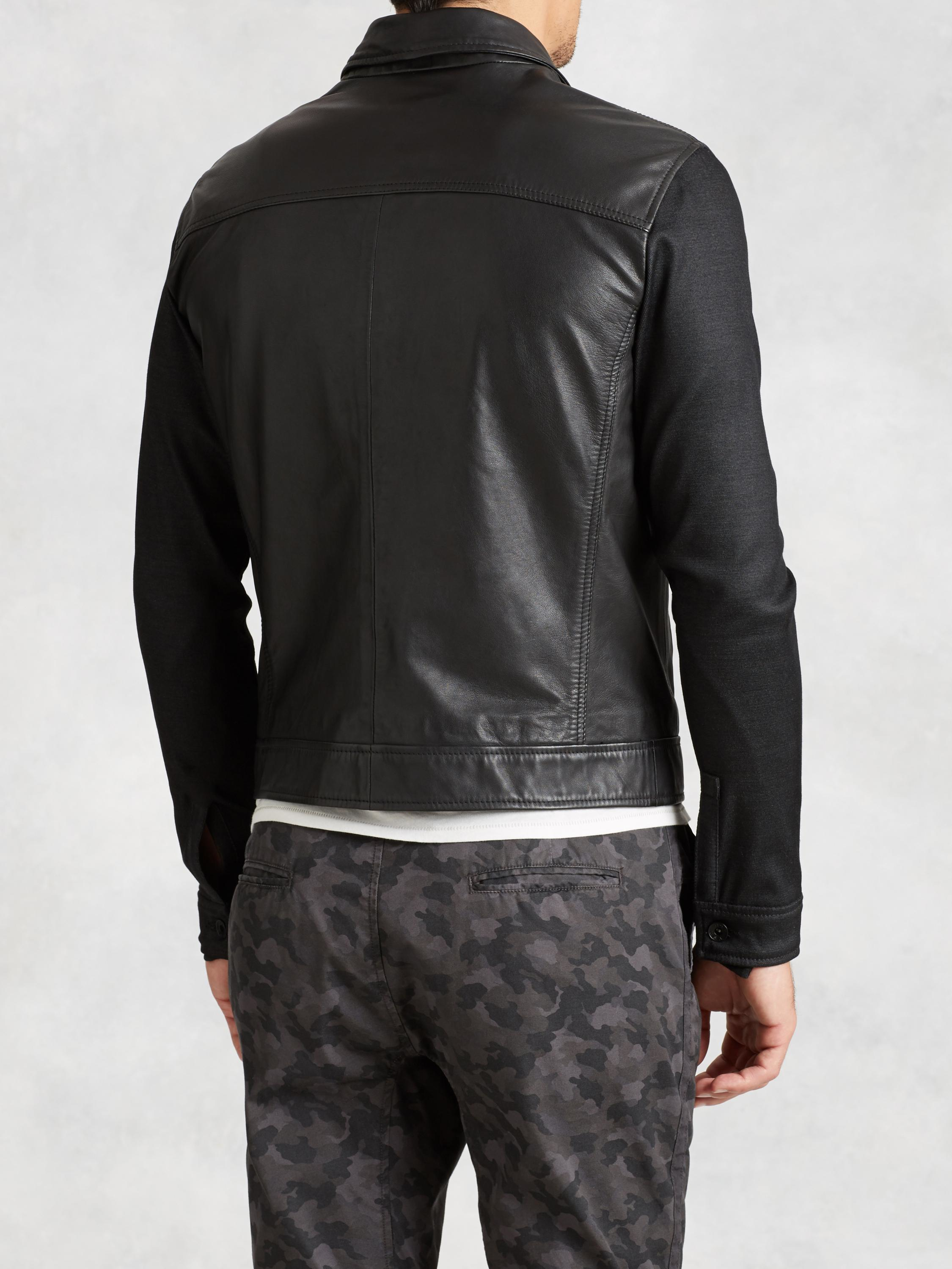 John Varvatos Denim Style Leather Jacket In Black For Men Lyst Gallery