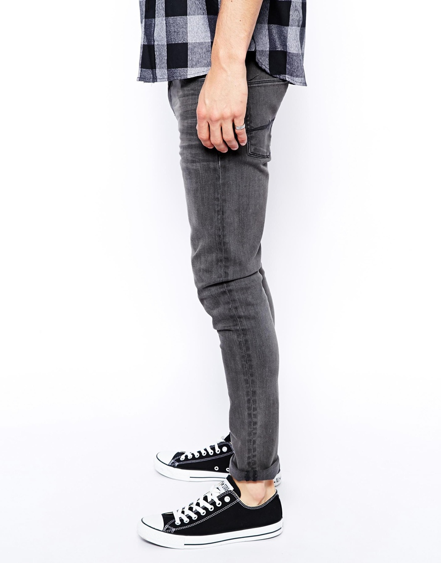 ASOS Super Skinny Jeans In Dark Grey Wash in Gray for Men | Lyst
