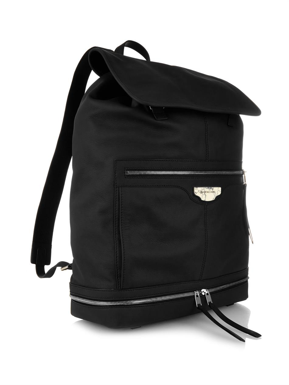 balenciaga black leather backpack