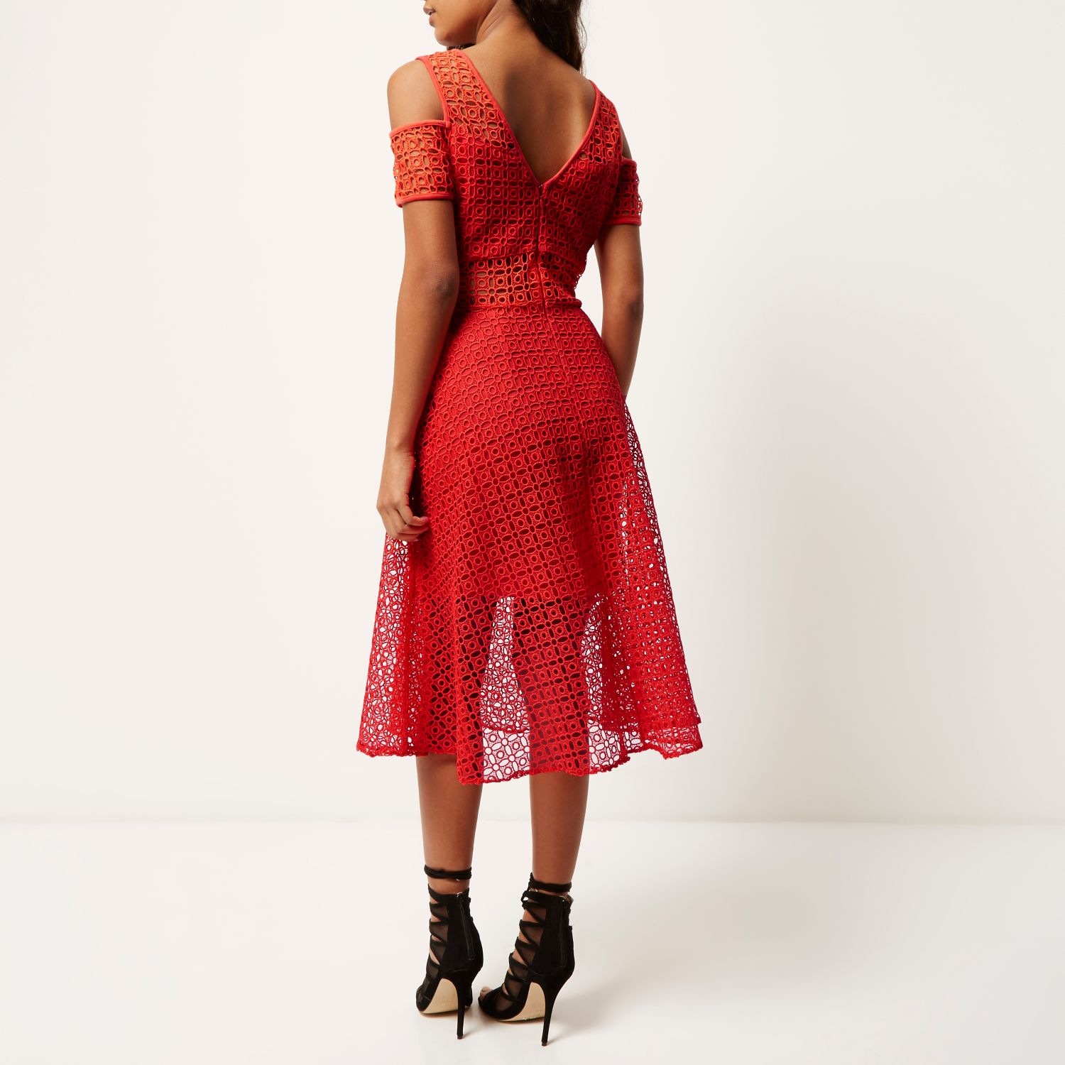 river island red flower dress
