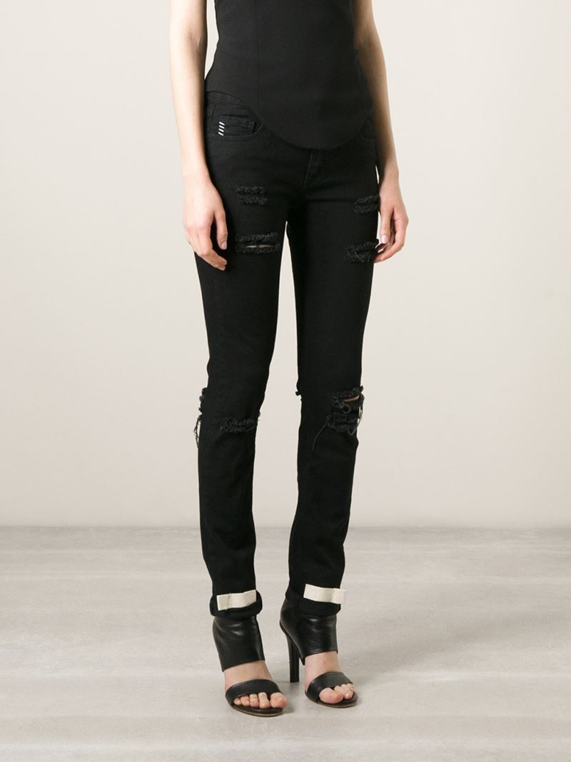 off white black skinny jeans