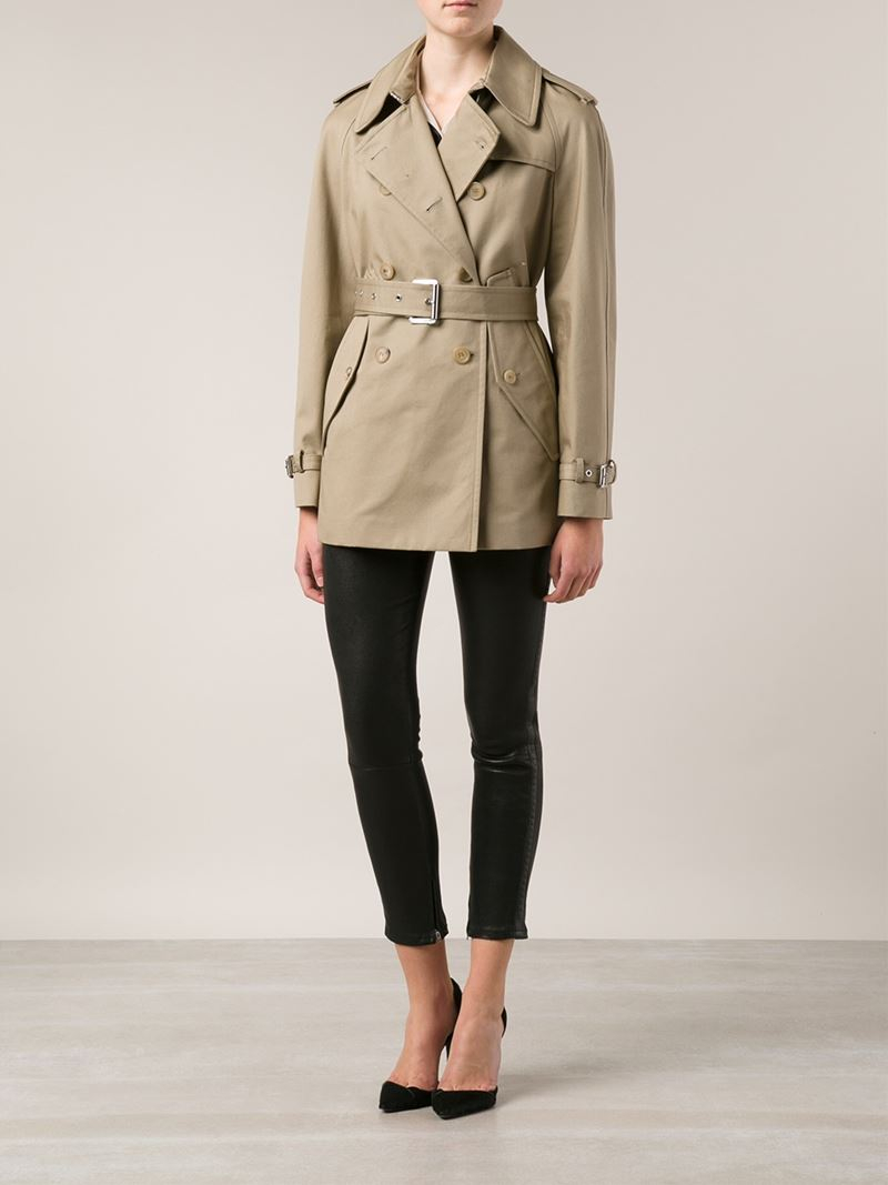 Michael Kors Short Trench Coat in Brown | Lyst