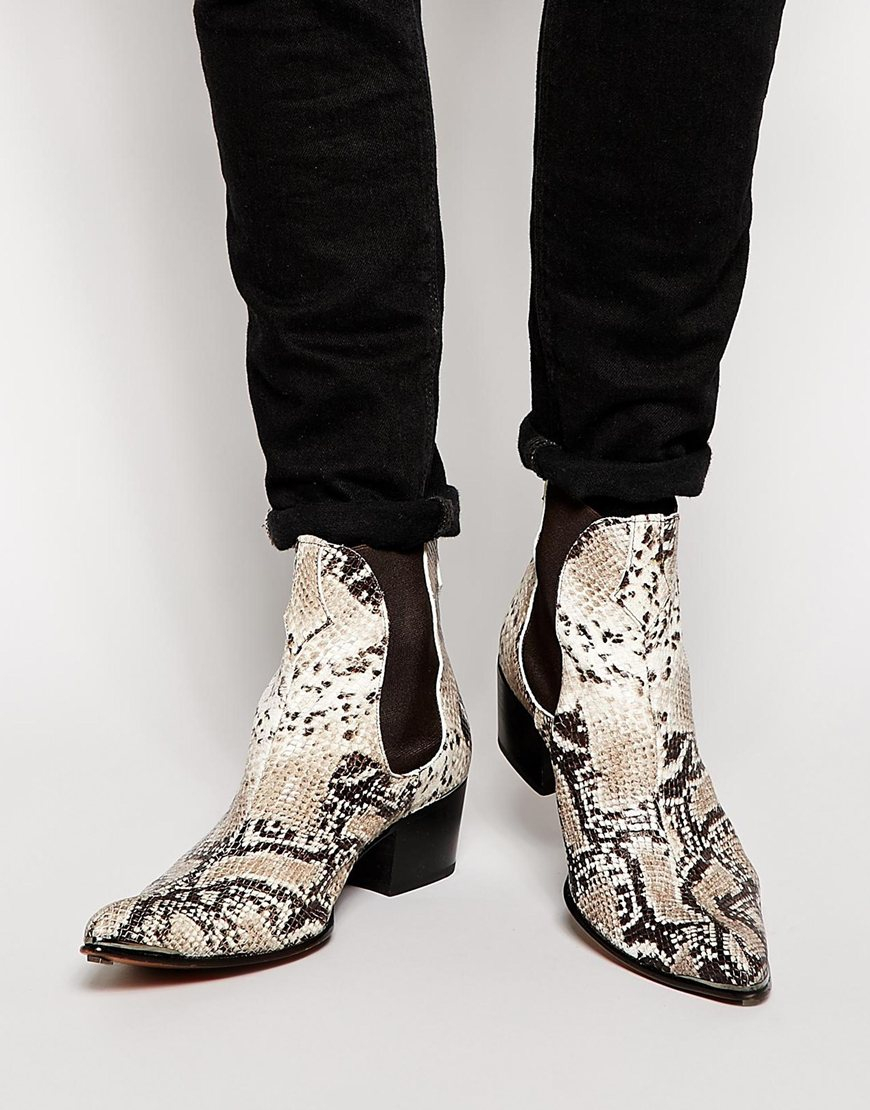 Jeffery West Snake Chelsea Boots in Natural for Men | Lyst