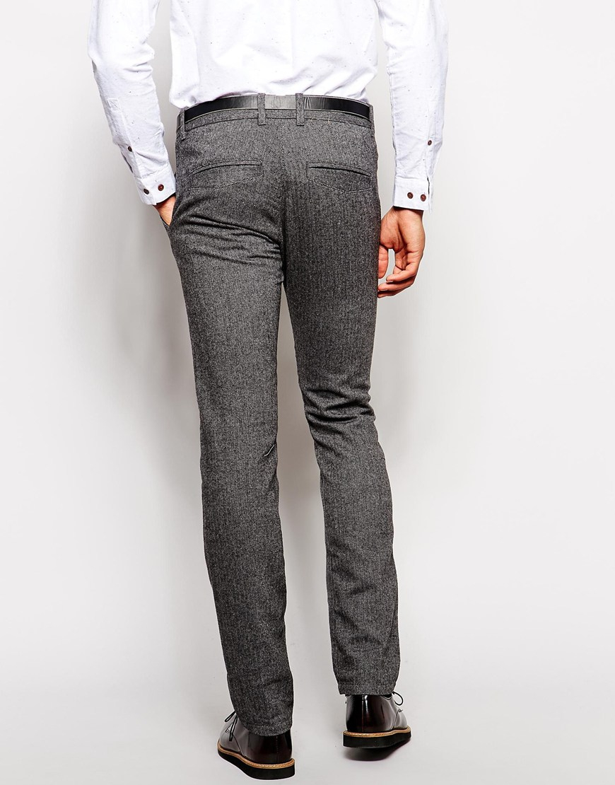 Esprit Herringbone Trousers In Slim Fit in Grey (Gray) for Men | Lyst