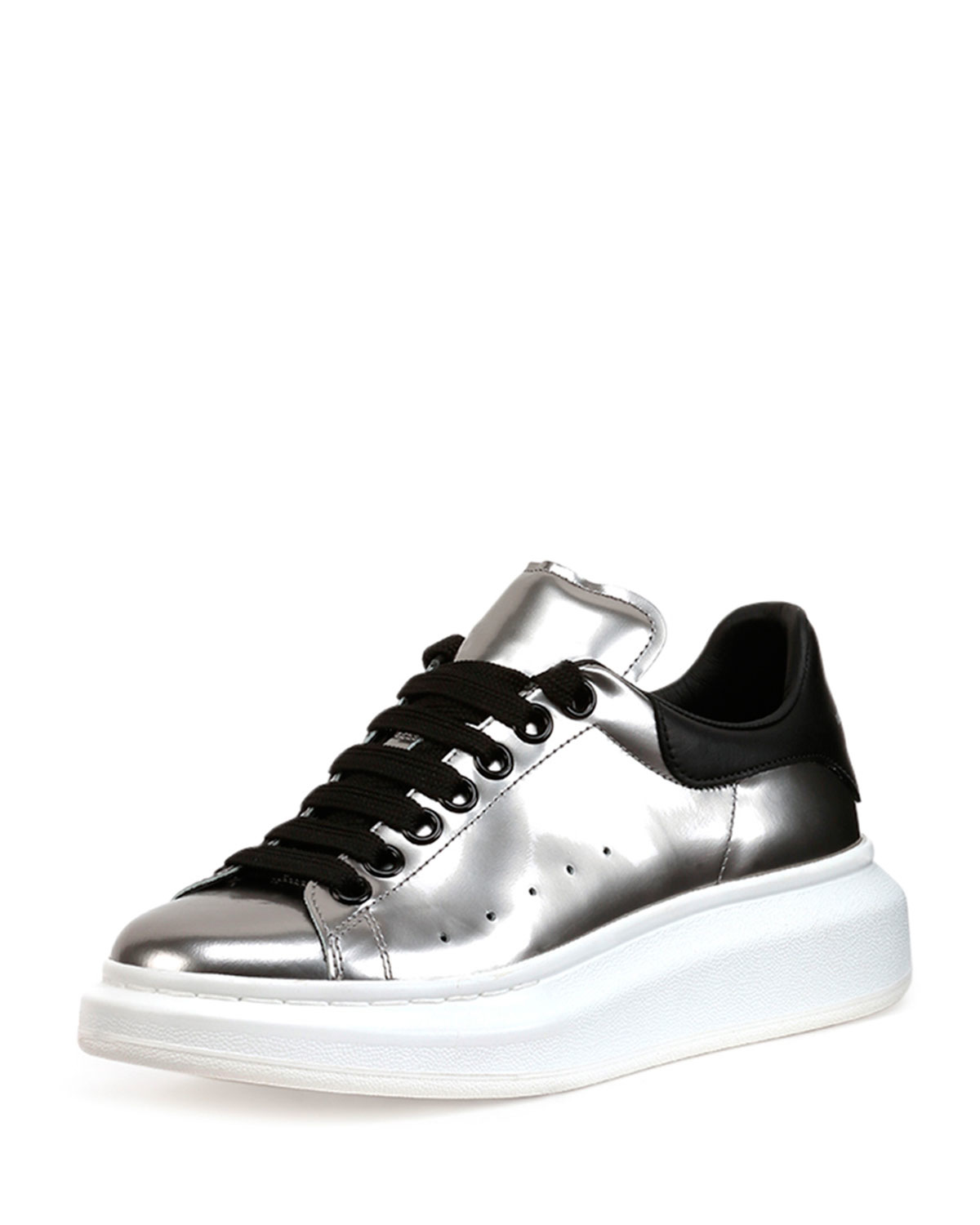 Alexander Mcqueen Metallic Lace-Up Low-Top Sneaker in Silver (SILVER ...