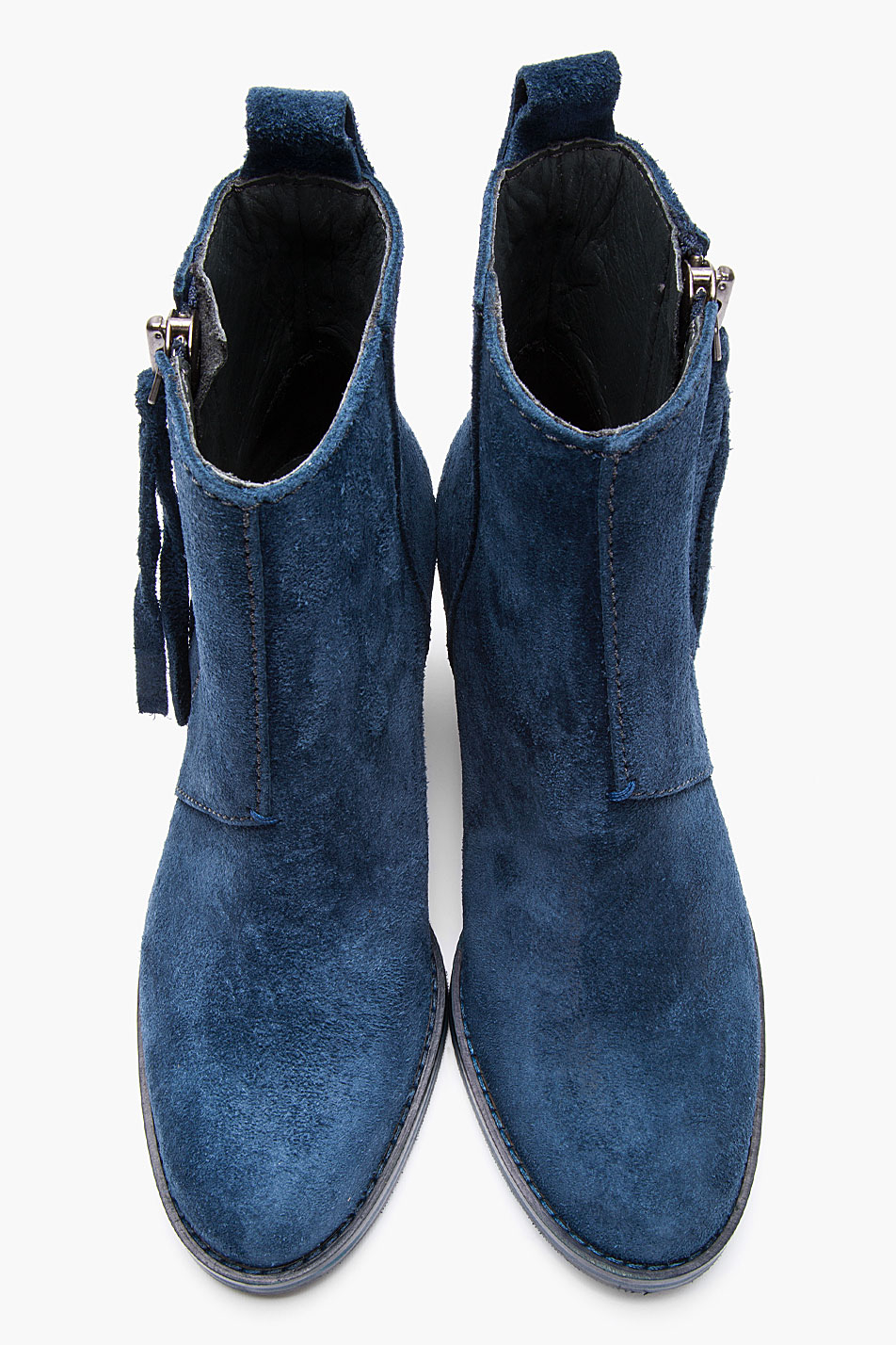 Acne studios Blue Brushed Suede Pistol Ankle Boots in Blue | Lyst