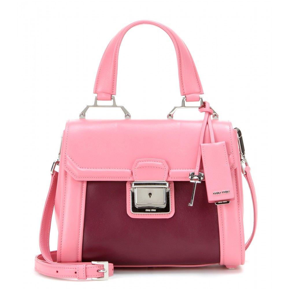 Lyst - Miu Miu Structured Leather Shoulder Bag in Pink