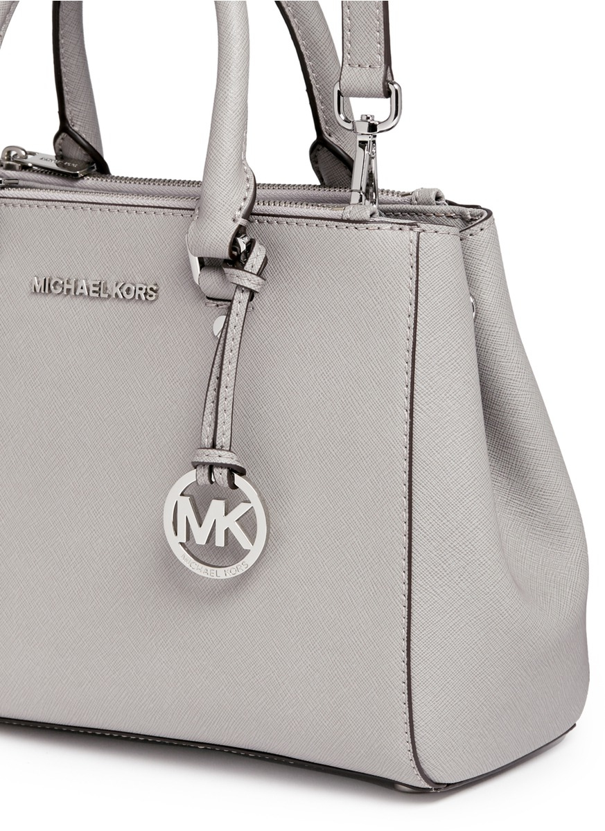 Michael Kors 'sutton' Small Saffiano Leather Satchel in Gray | Lyst