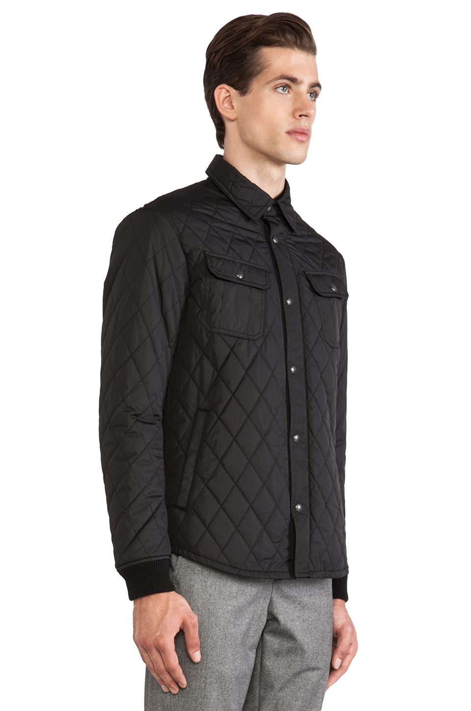 Vince Quilted Cpo Jacket in Black for Men Lyst