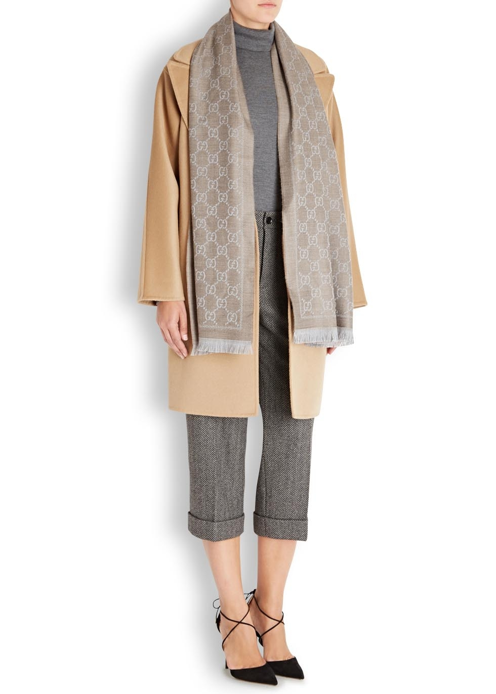 wool gg jacquard scarf