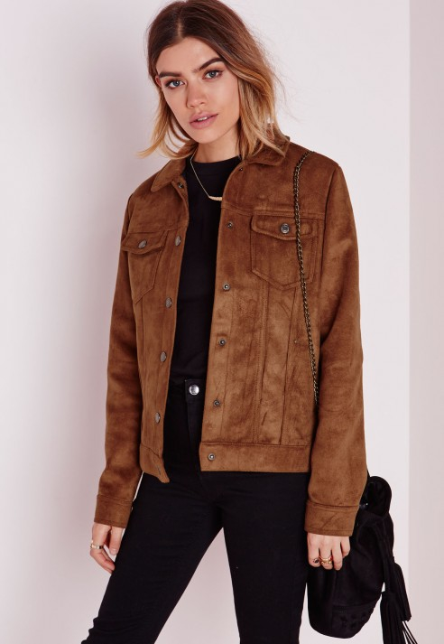 brown faux suede jacket