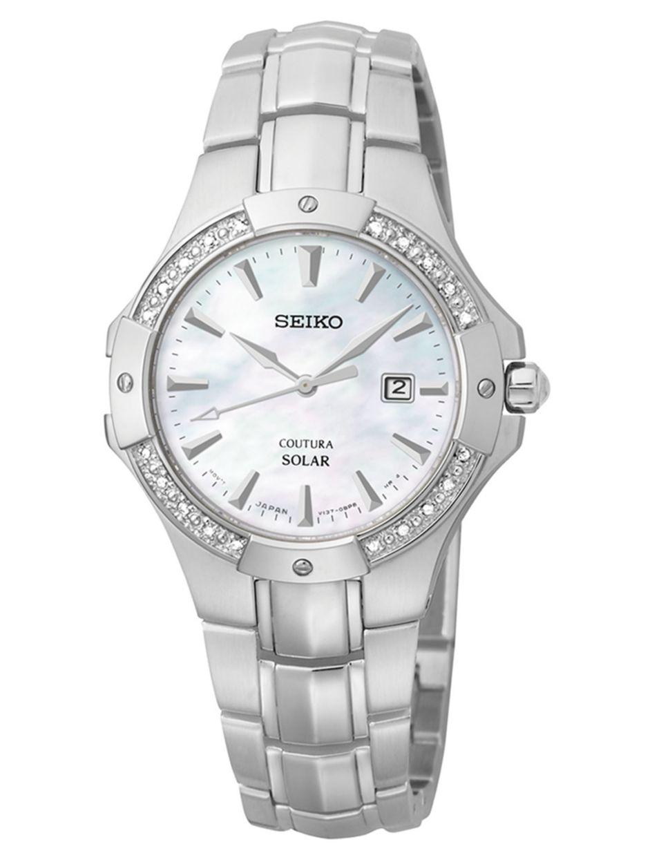 Lyst Seiko Ladies' Stainless Steel Solar Watch With Diamond Bezel in