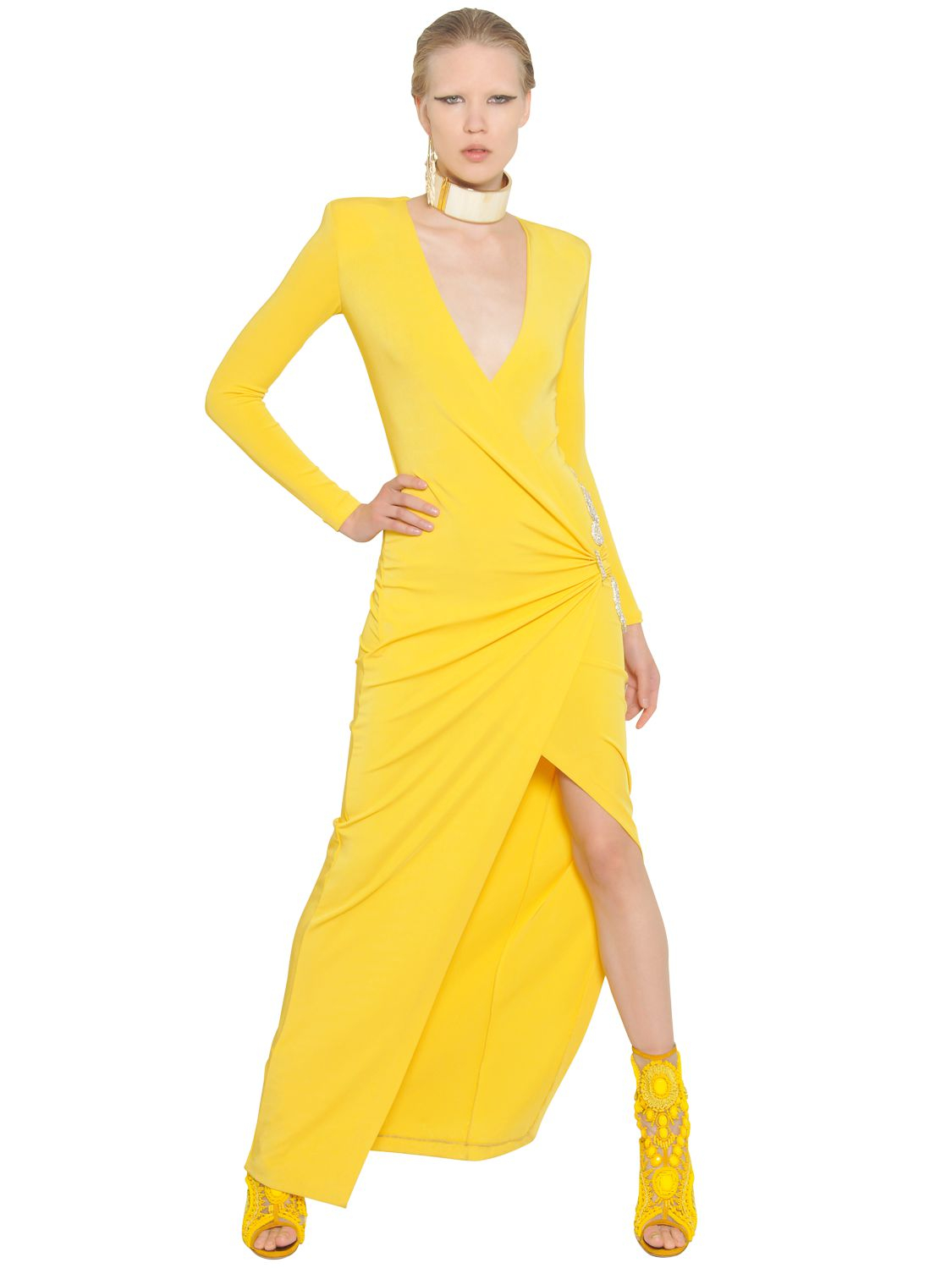balmain yellow dress
