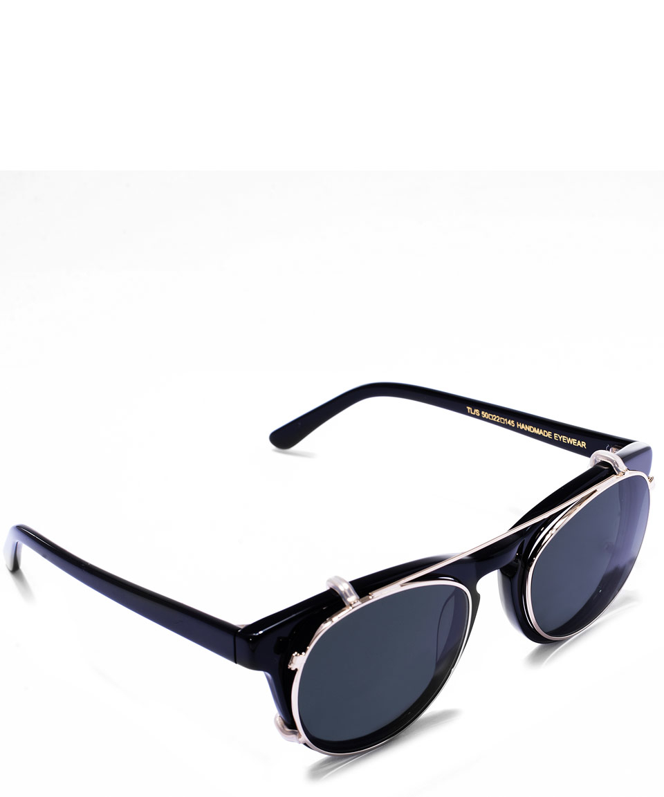 Han Kjobenhavn Black Timeless Round Clip On Sunglasses In Black For Men 