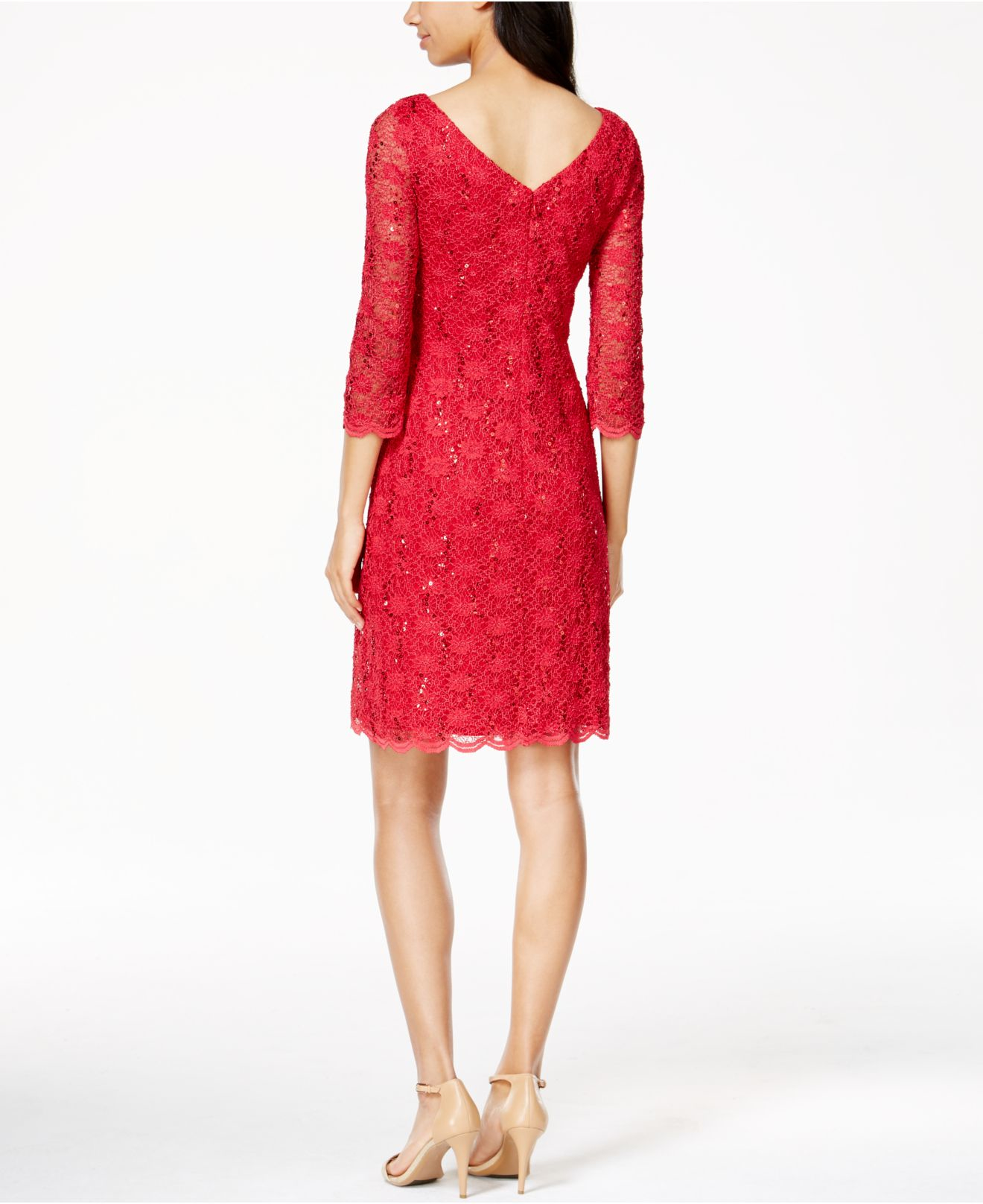 Calvin Klein V-back Lace Sheath Dress 