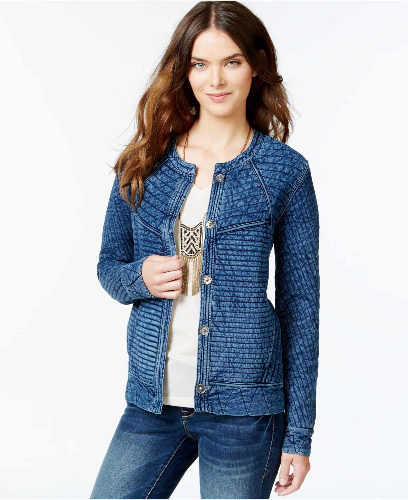Lyst - Lucky brand Lucky Brand Quilted Jacket in Blue