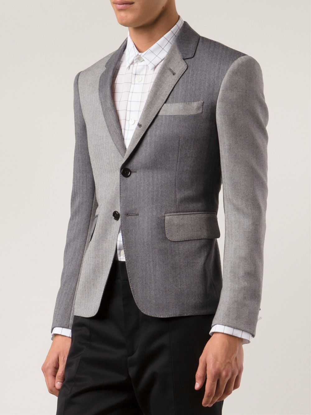 Thom Browne Two Tone Blazer in Blue for Men - Lyst