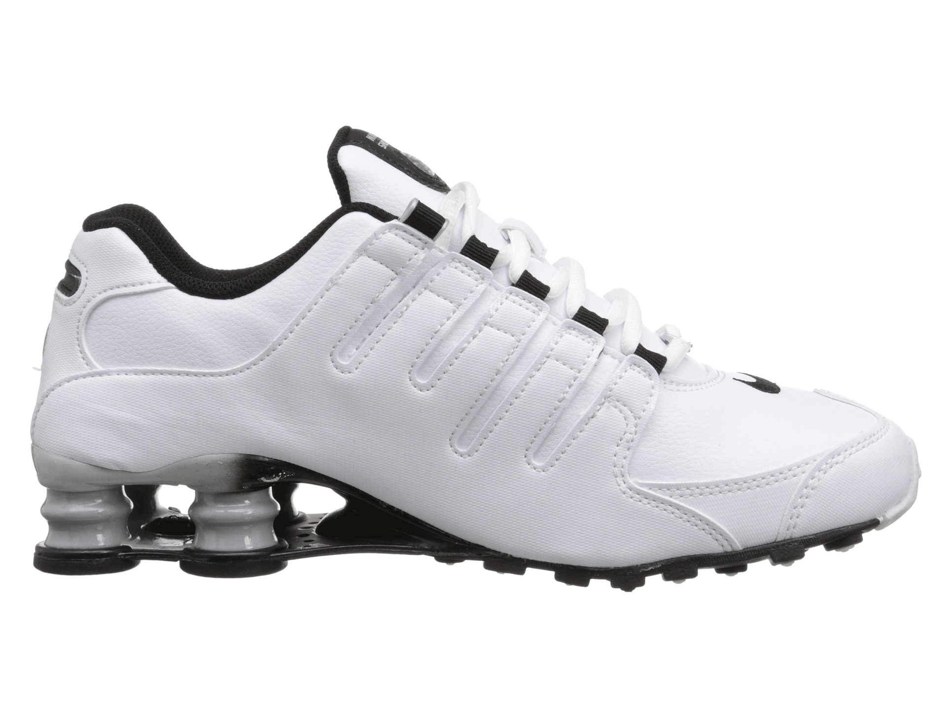 all white leather nike shox
