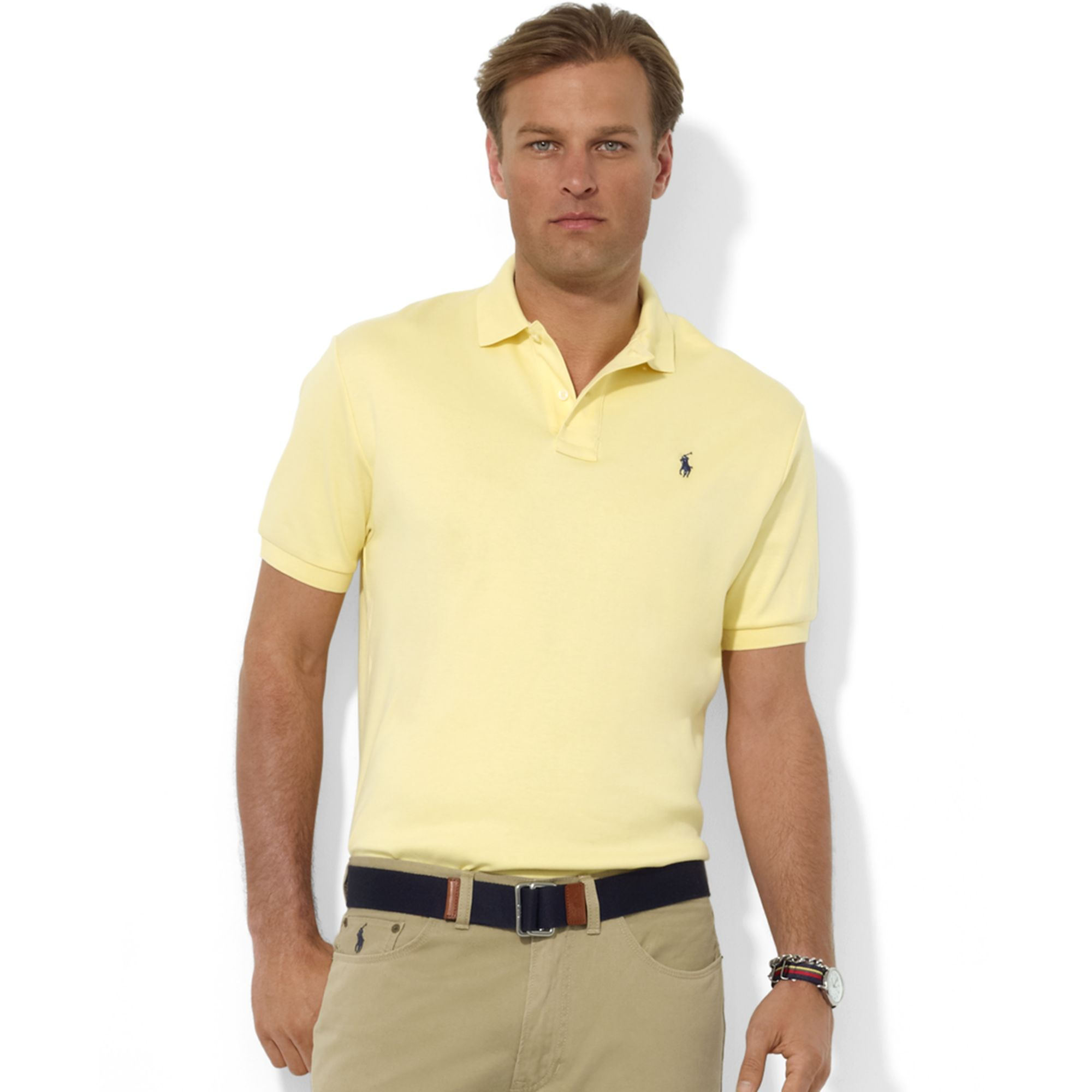 Lyst - Ralph Lauren Classic Fit Interlock Core Polo Shirt in Yellow for Men