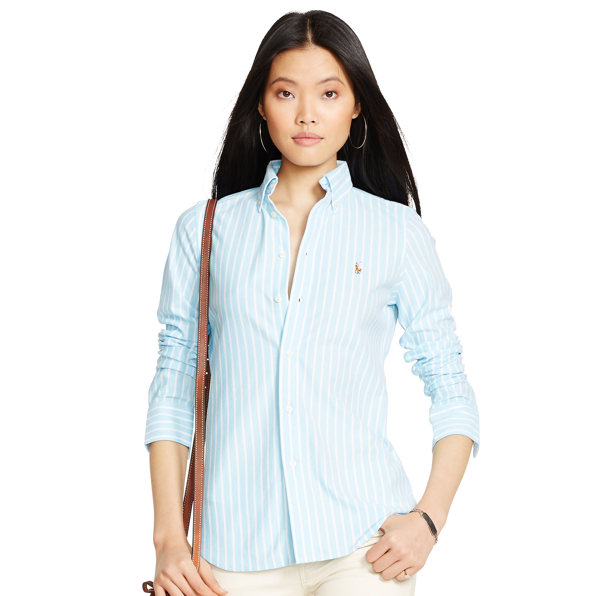 ralph lauren women's striped oxford shirt