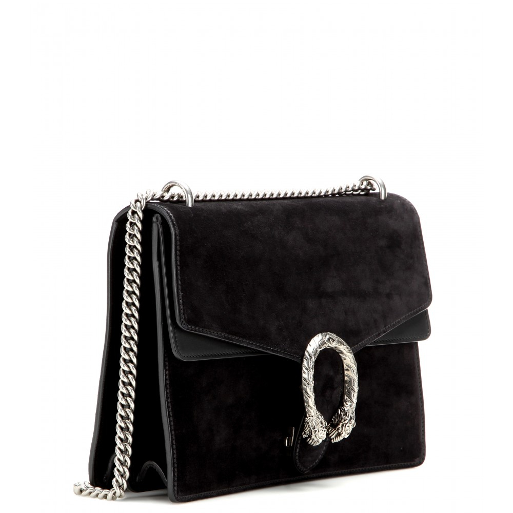 Gucci Suede Shoulder Bag in Black - Lyst