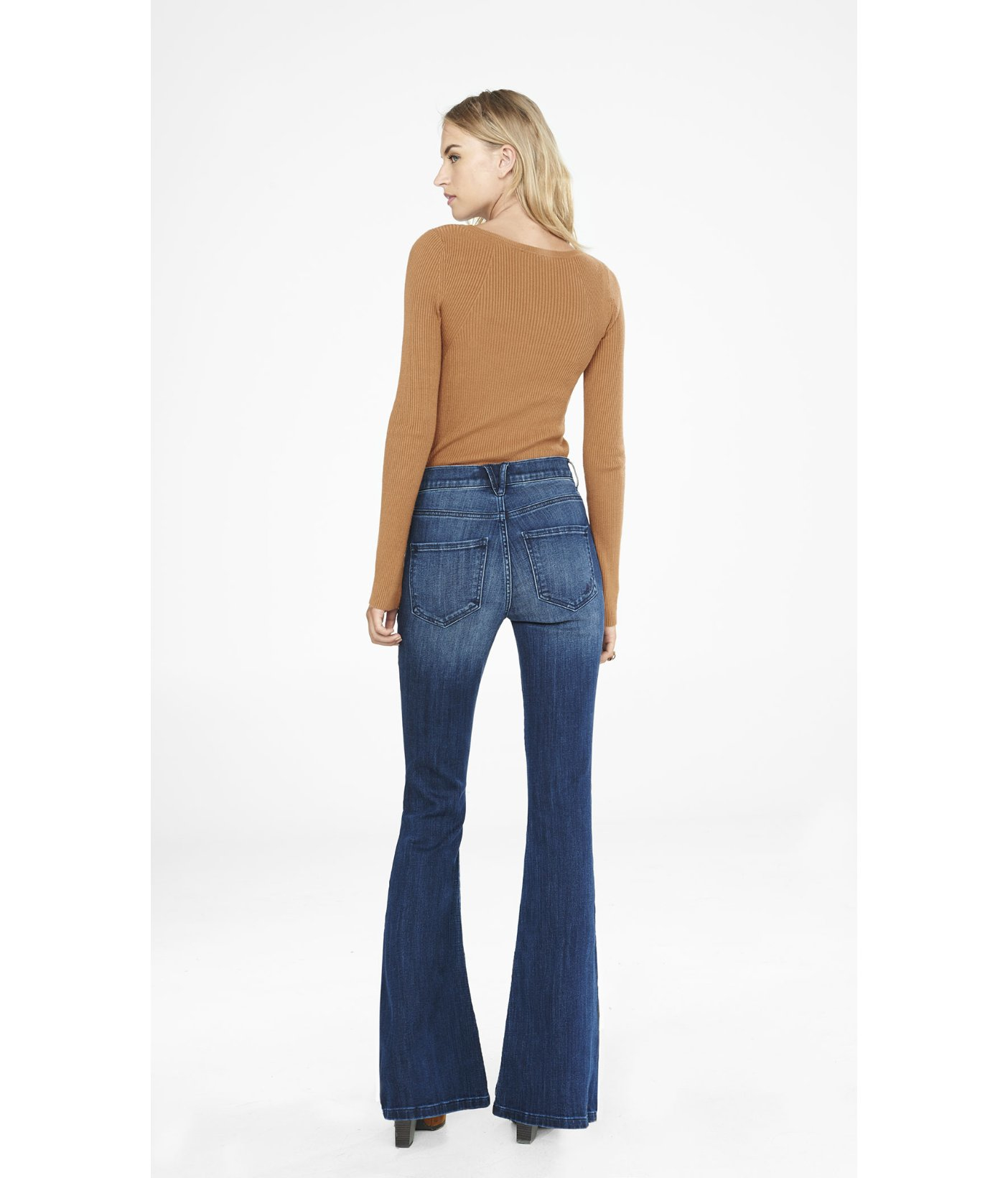express high waisted flare jeans