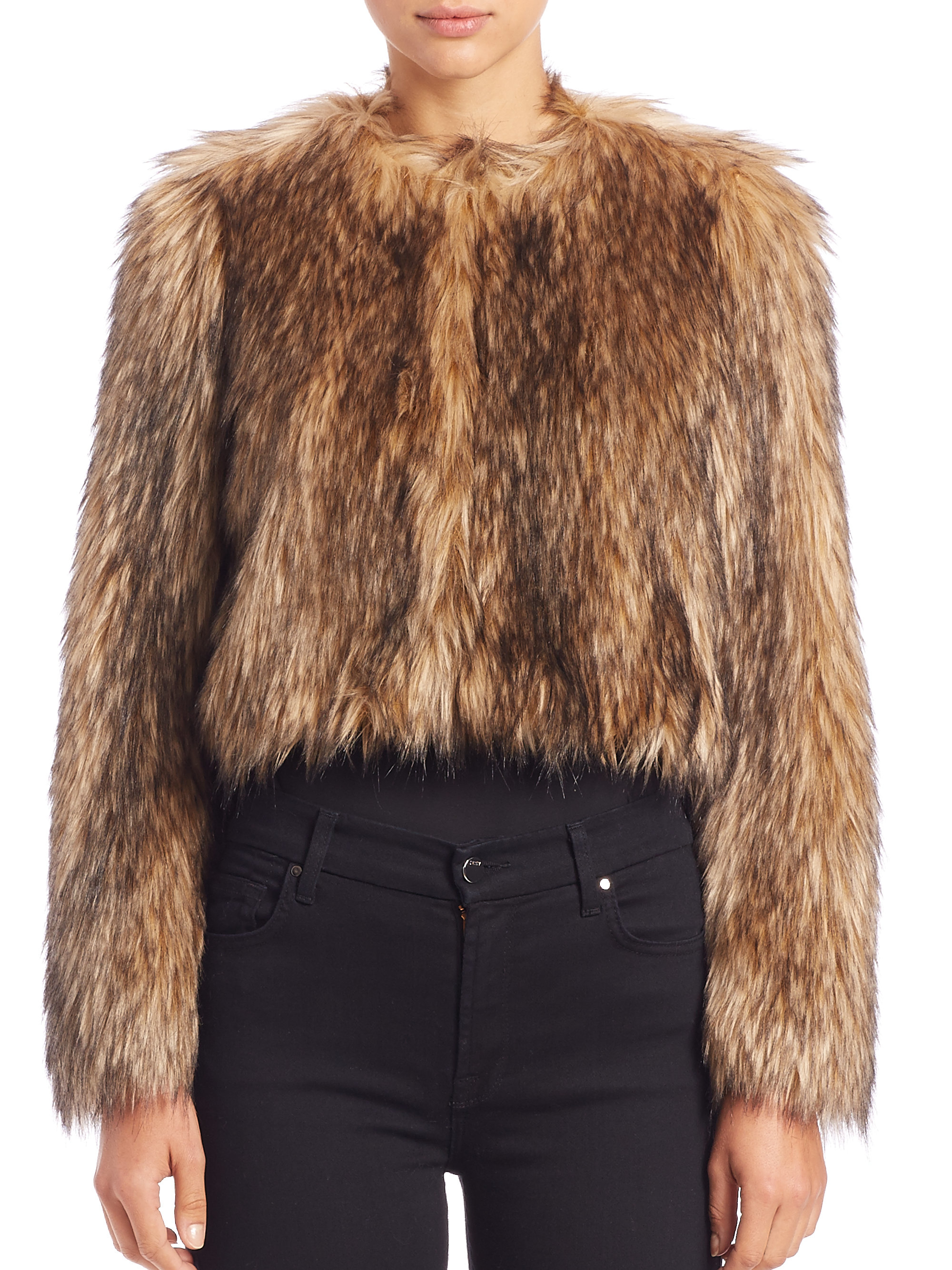 red fur jacket cropped