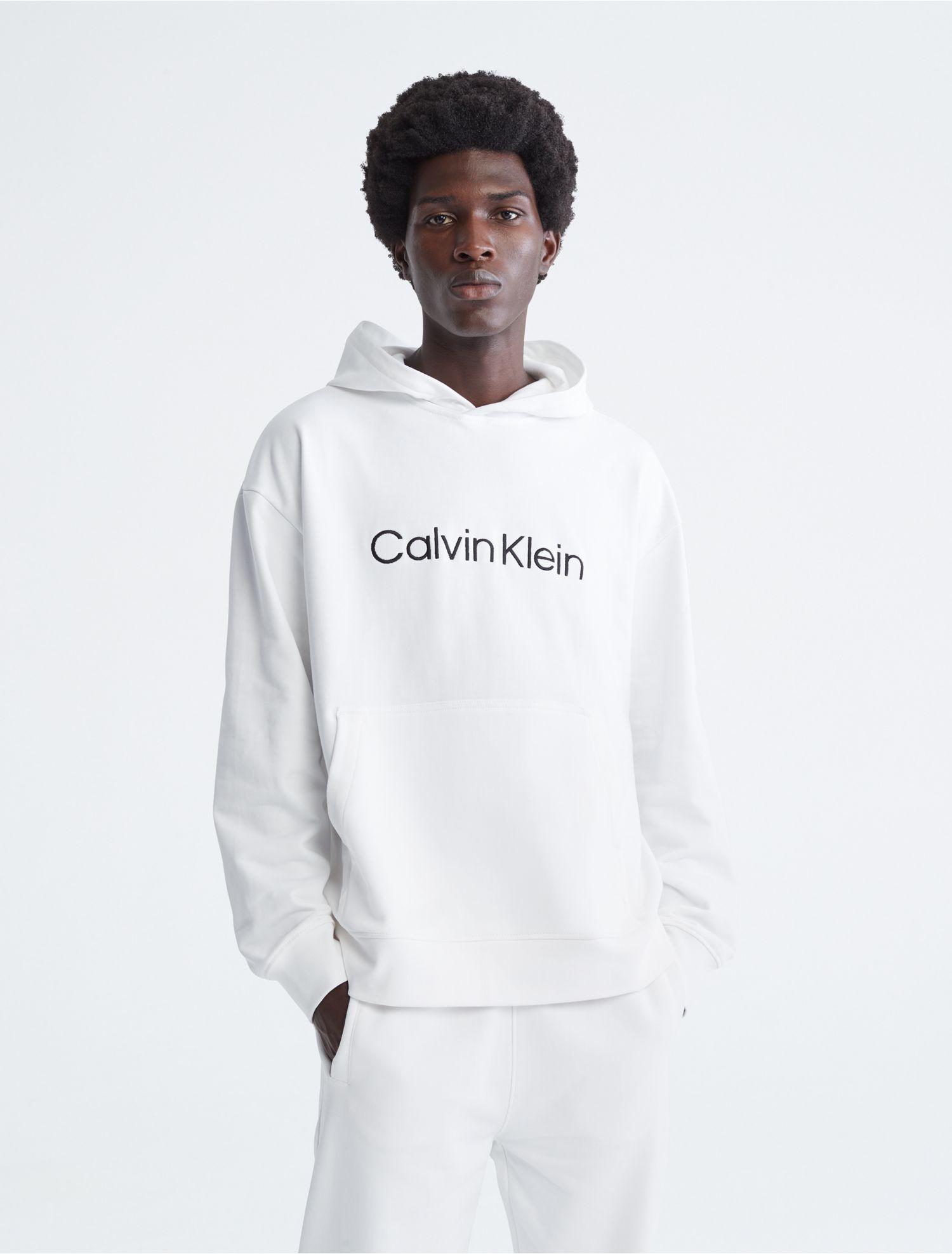 Calvin Klein Relaxed Fit Standard Logo Hoodie in White for Men | Lyst