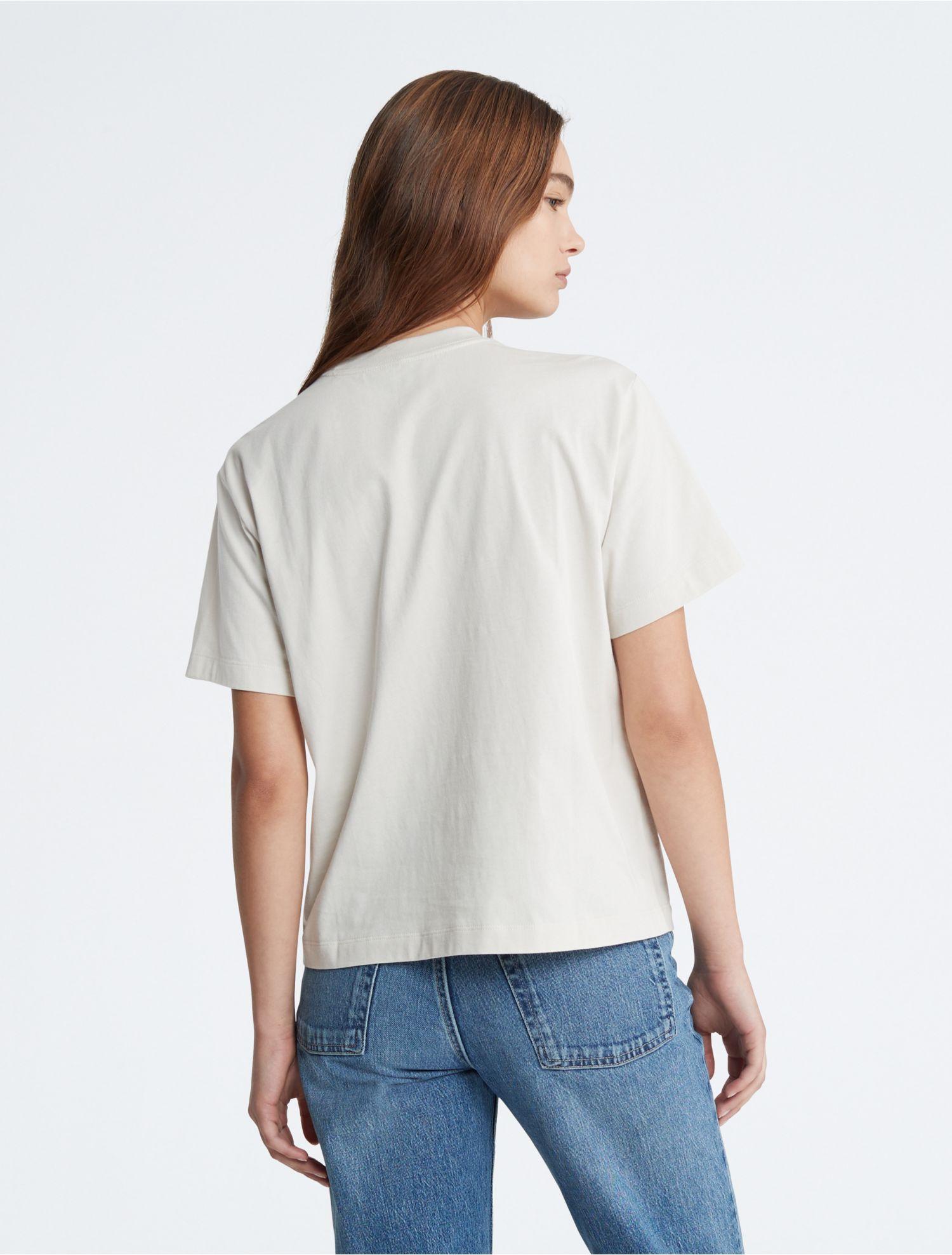 Calvin Klein Metallic Monogram White | T-shirt Logo Boxy in Lyst Crewneck