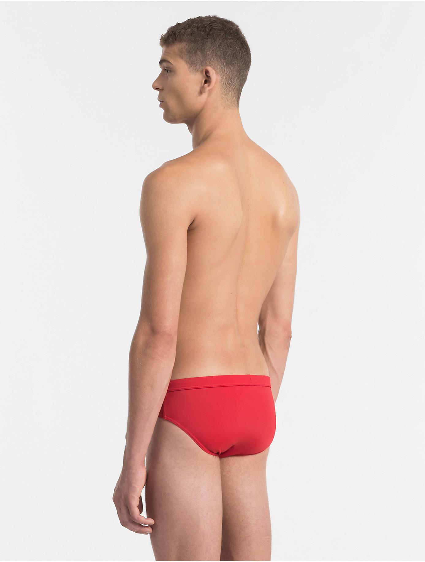 Calvin Klein Synthetic Core Solid Logo Swim Briefs in Red for Men - Lyst