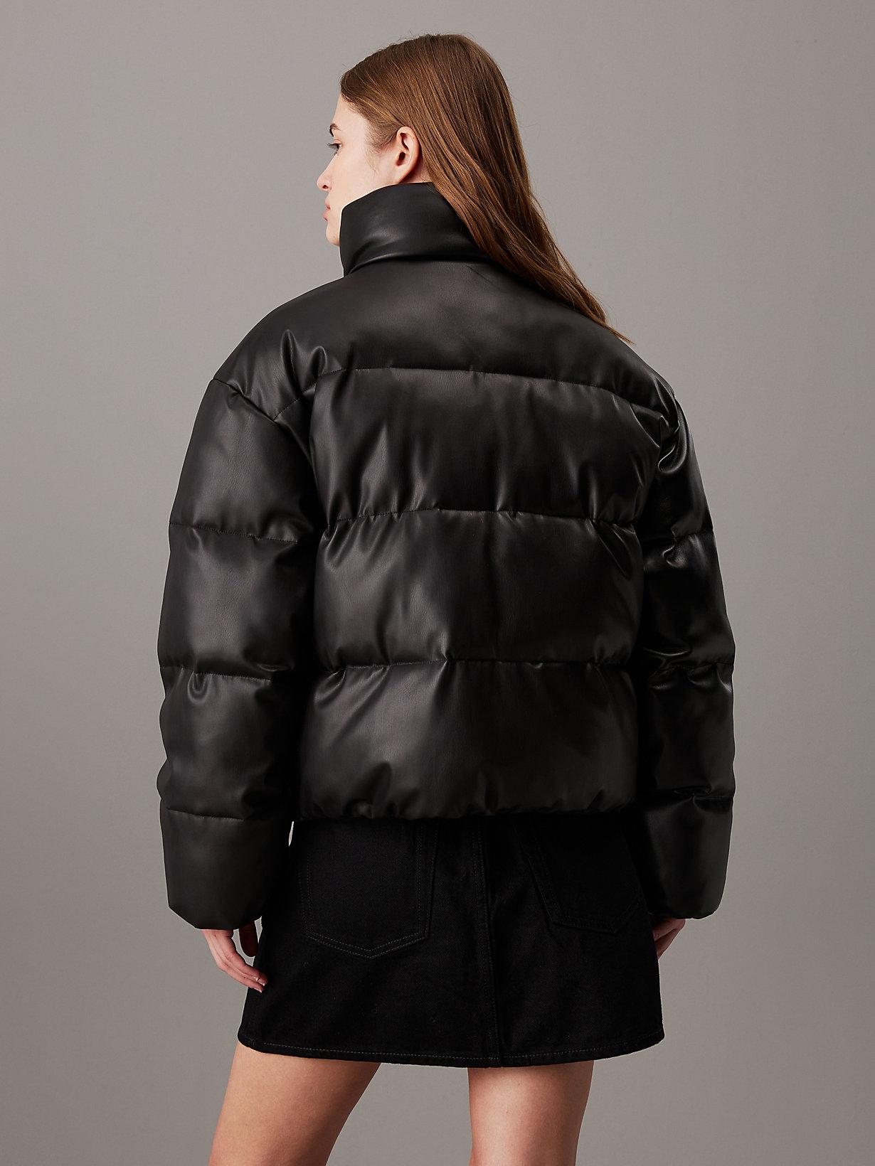 Calvin Klein Faux Leather Short Puffer Jacket in Black Lyst UK