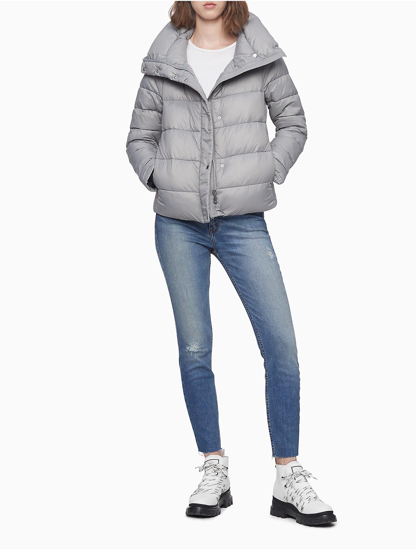 silver packable down jacket