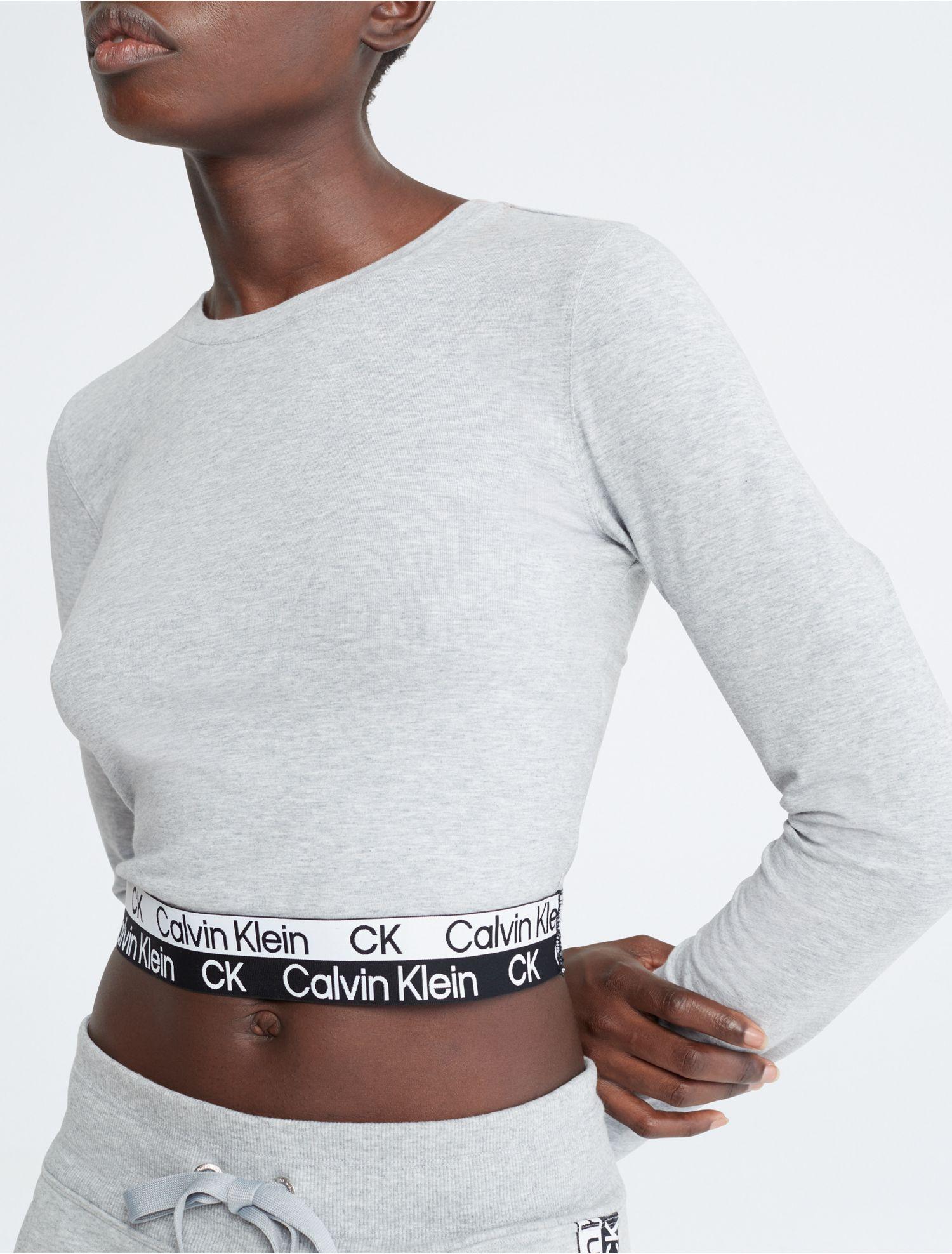 verrader Verstenen analogie Calvin Klein Performance Logo Tape Cropped T-shirt in White | Lyst