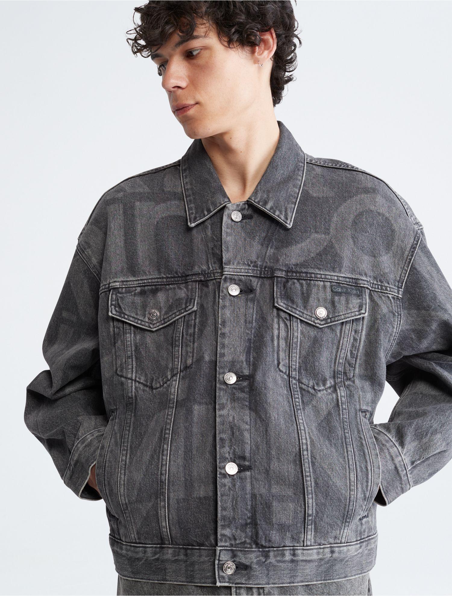 Calvin Klein Black Denim Archive Trucker Jacket in Gray for Men | Lyst