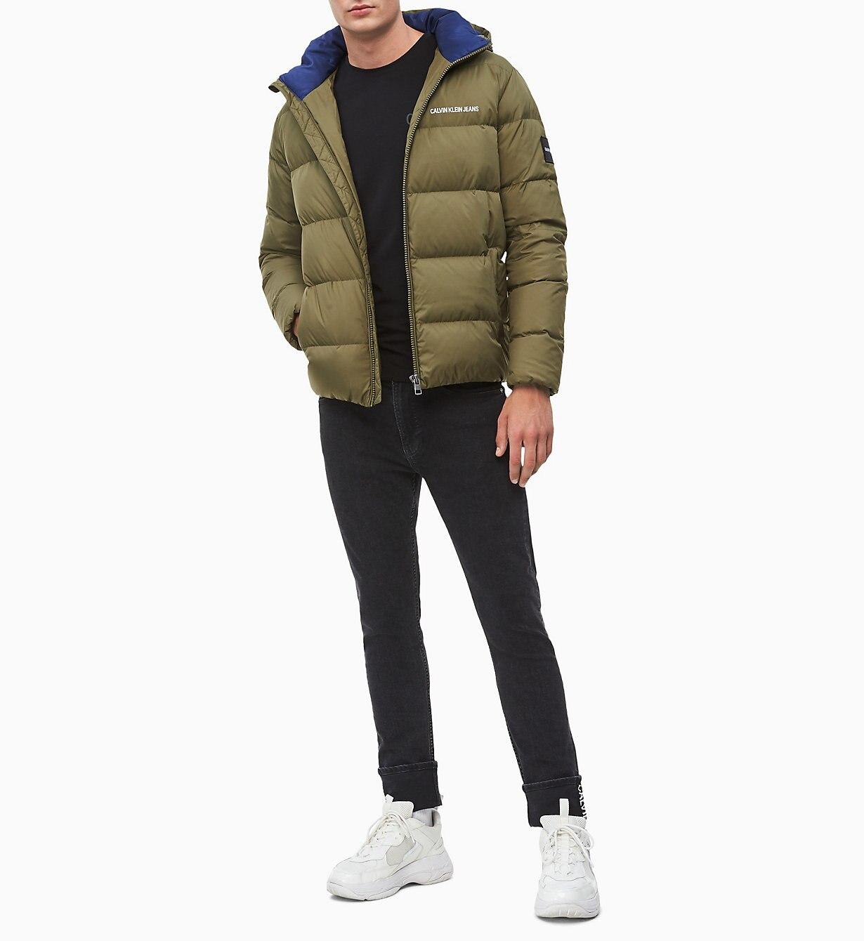 Calvin Klein Synthetic Hooded Down Puffer Jacket in Green for Men Lyst