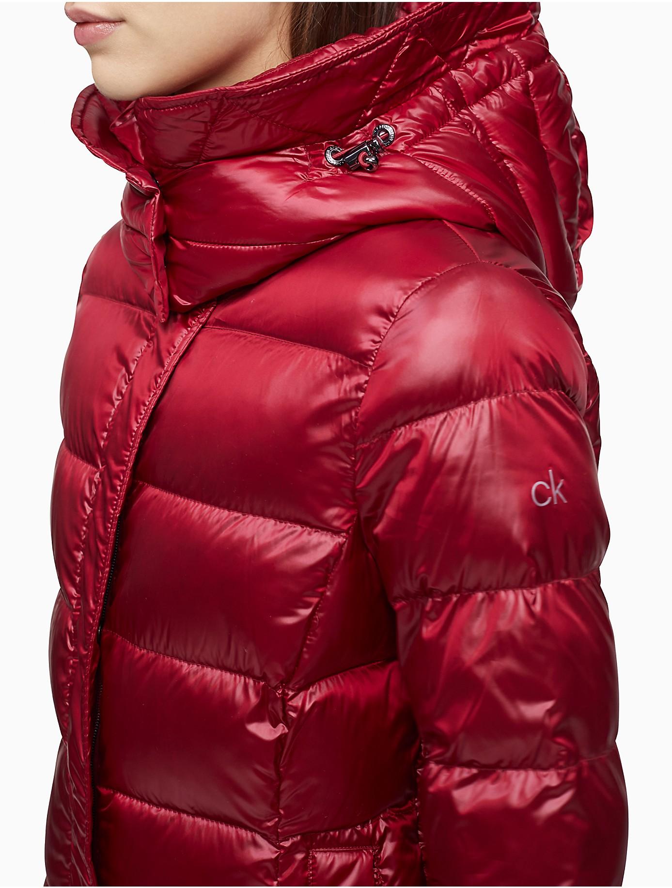 Calvin Klein Synthetic Packable Down Hooded Puffer Jacket in Red Lyst